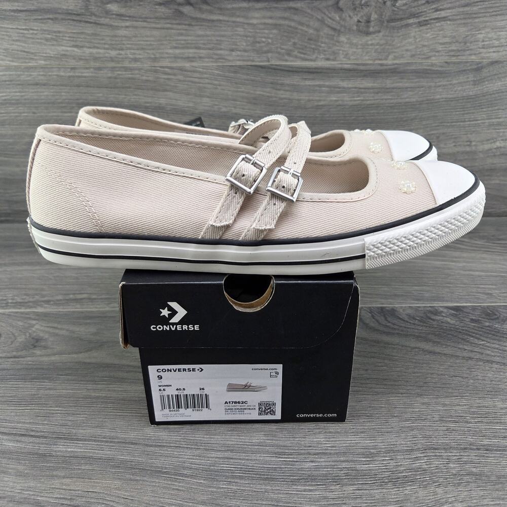 Converse Chuck Taylor All Star Dainty Mary Jane Beads Size 9 Womens Beige